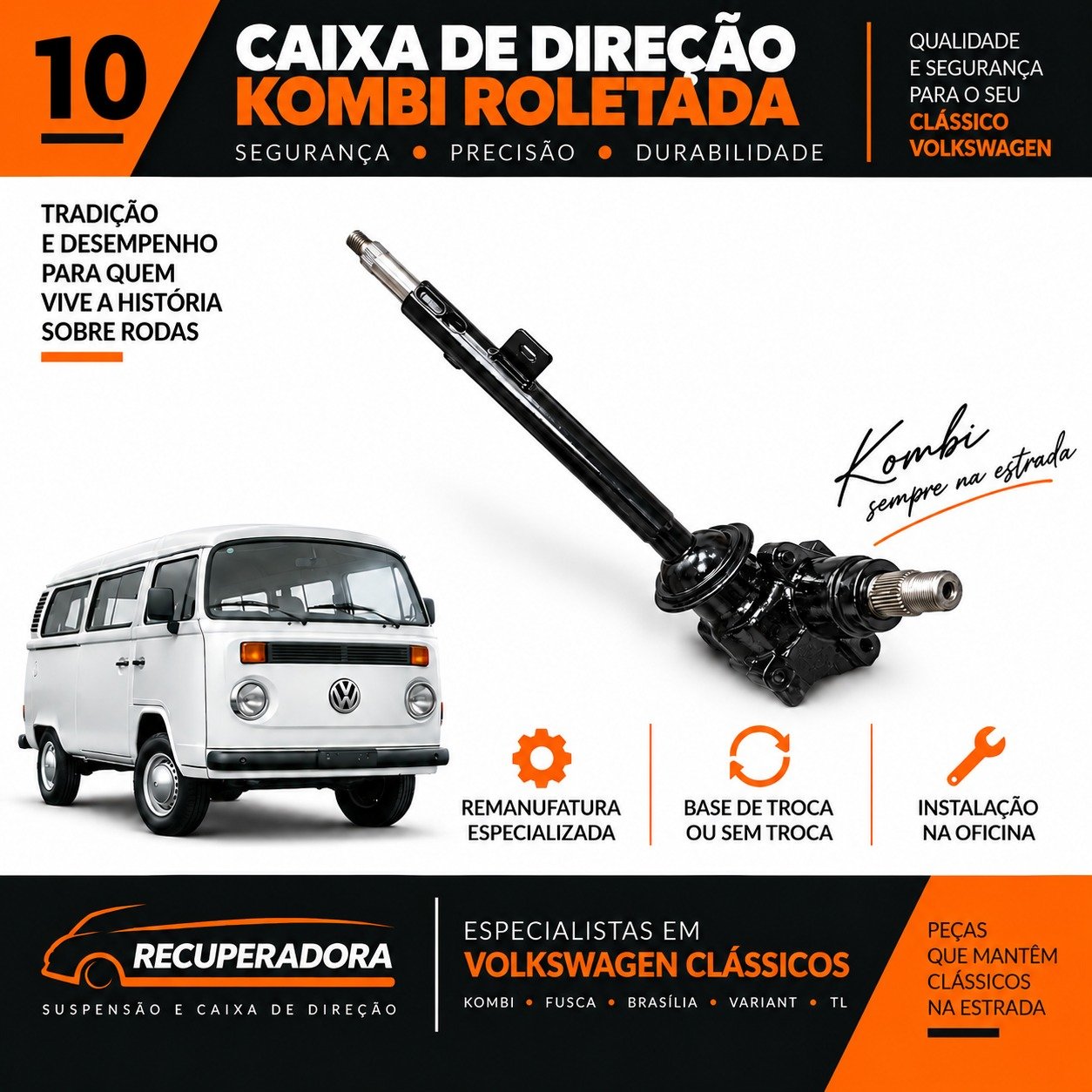 Caixa de direção roletada para Kombi