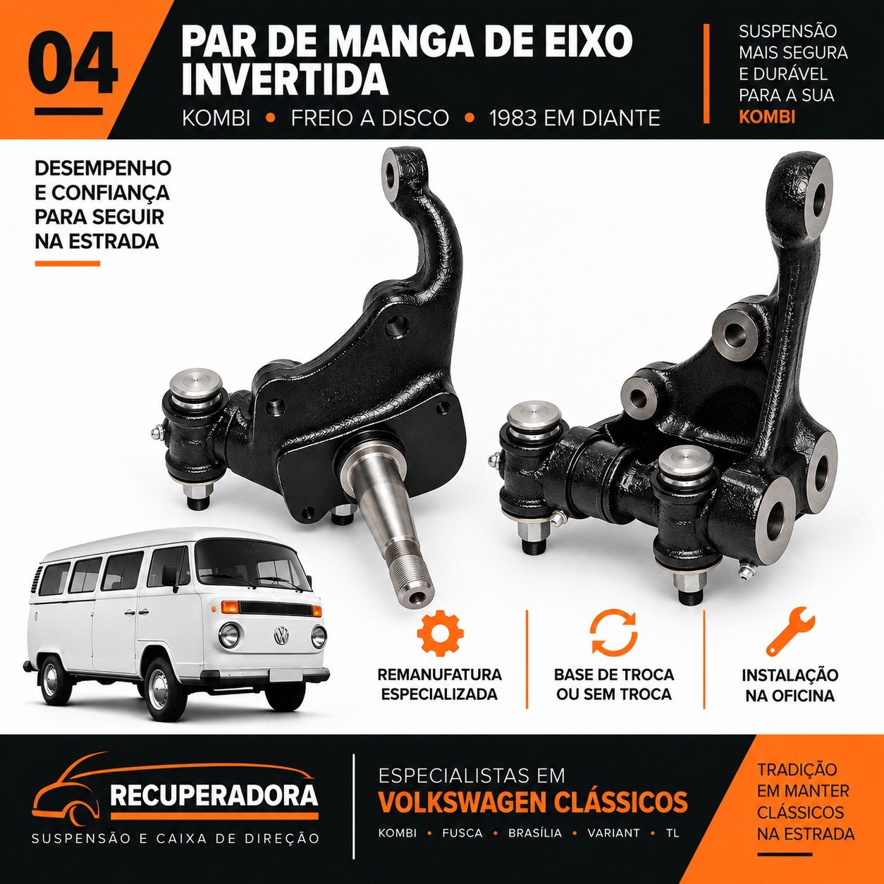 Par de manga de eixo invertida para Kombi rebaixada